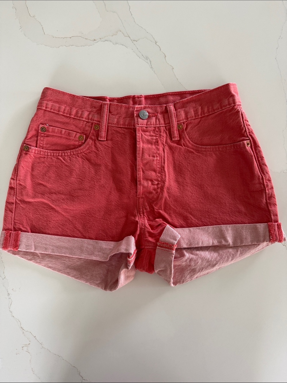 Levi's Coral Roll-Cuff Denim Shorts